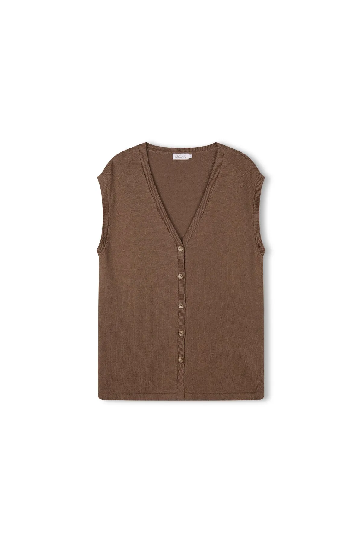 Ada Cotton Linen Vest - Cacao