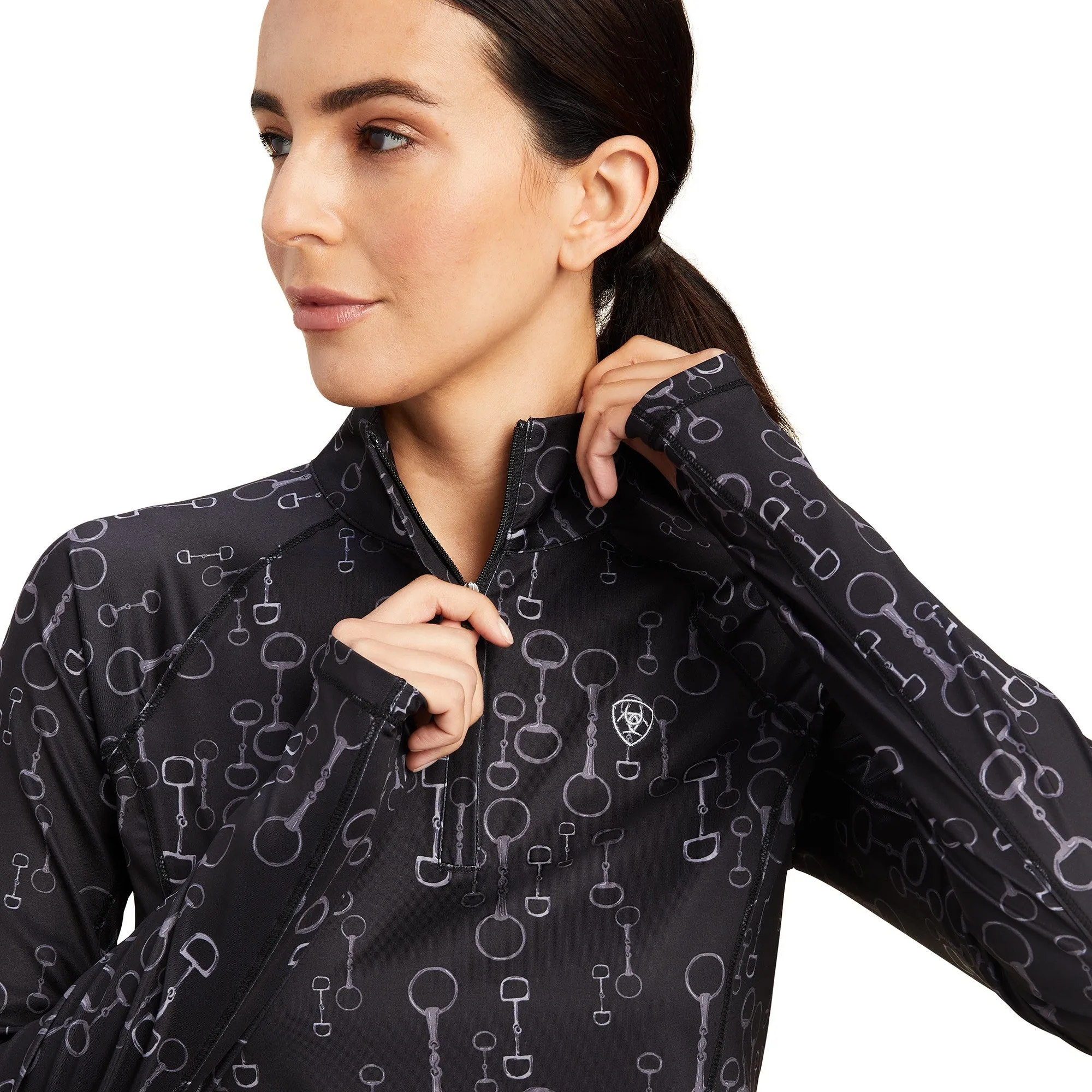 Ariat Ladies Lowell 2.0 1/4 Zip Base Layer - Black Bit Print