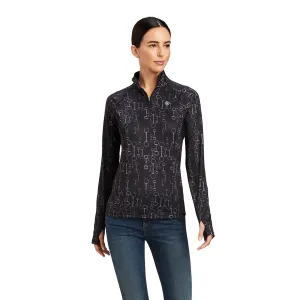 Ariat Ladies Lowell 2.0 1/4 Zip Base Layer - Black Bit Print