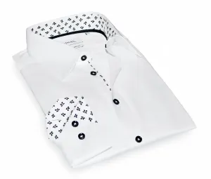 Bird Button-Up Shirt With Contrast Details // White  // Contemporary Fit (Regular)- final sale