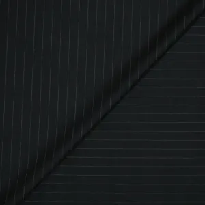 Black and White Pinstripe Wool Suiting Fabric