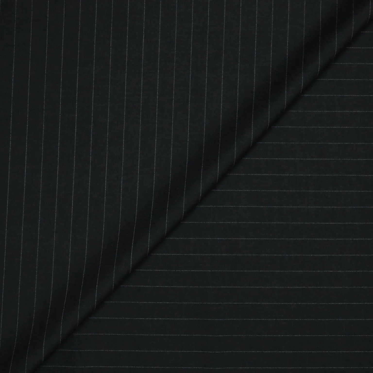 Black and White Pinstripe Wool Suiting Fabric