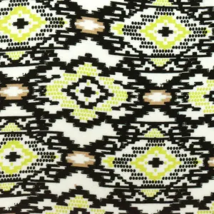 Black-Chartreuse-Multi Aztec Printed Challis Fabric