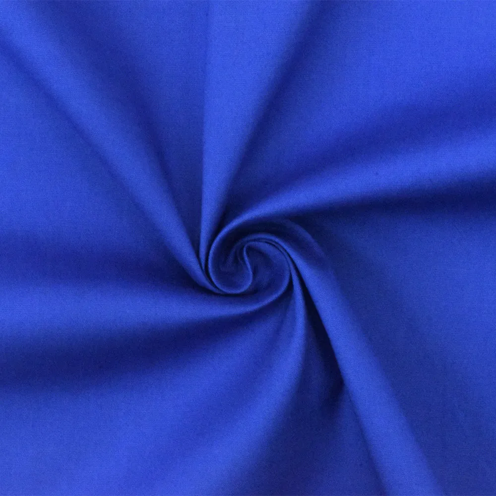 Blue  Cotton Solid Stretch Spandex Poplin Woven Fabric