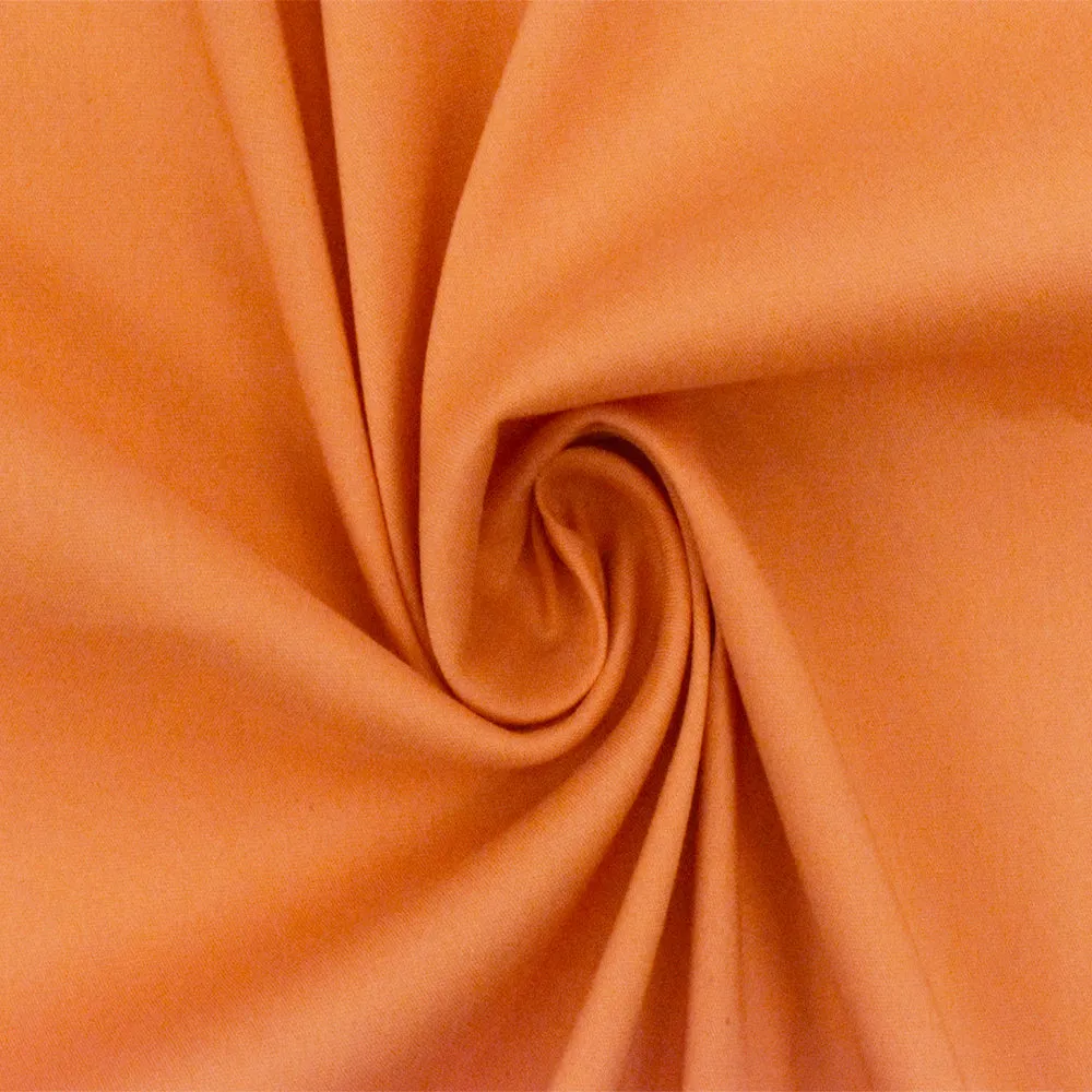 Bright Orange Solid Stretch Cotton Blend Broadcloth Woven Fabric