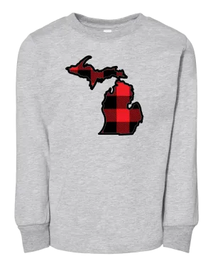 Buffalo Plaid Michigan Kids Long Sleeve T-Shirt