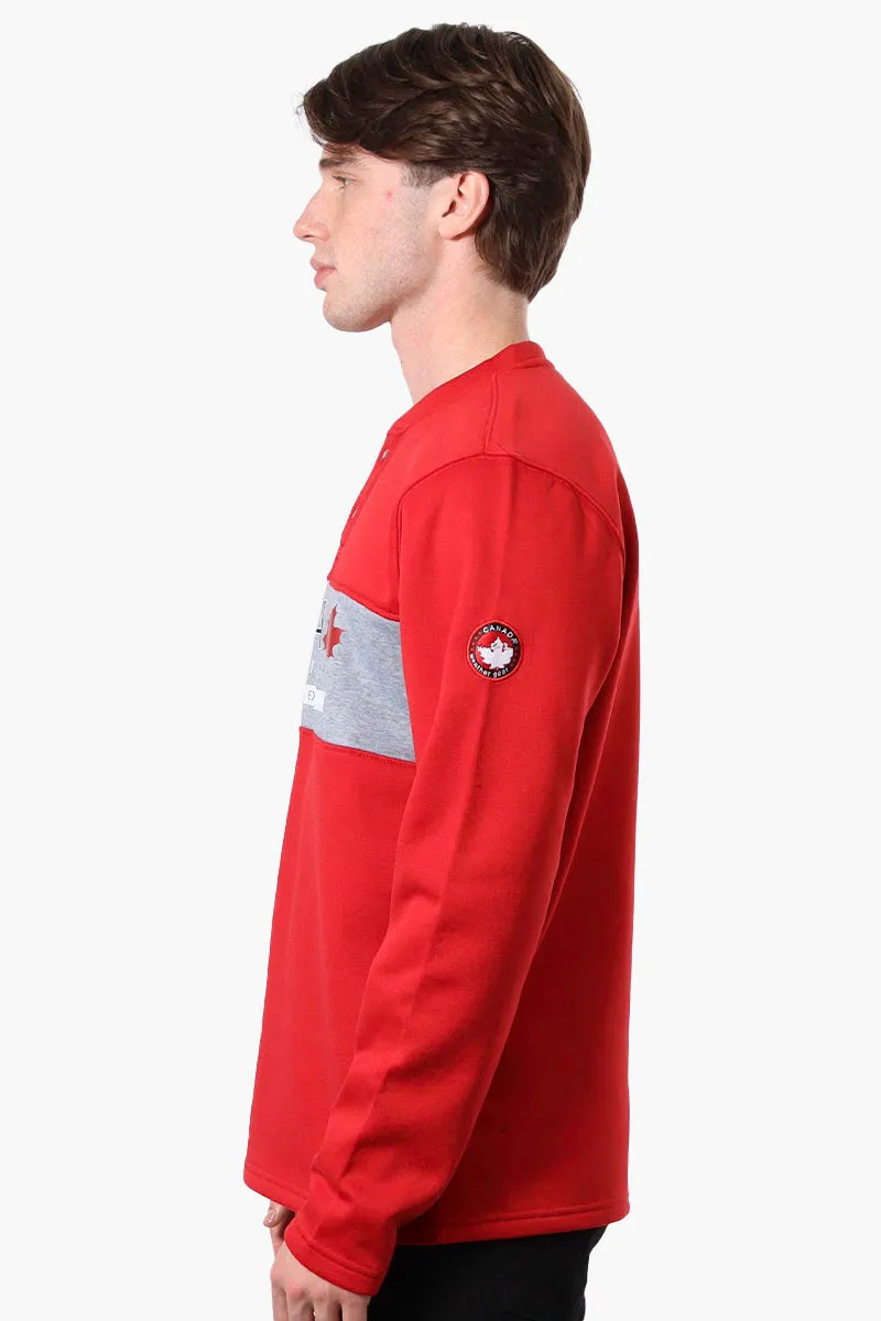 Canada Weather Gear Fleece Henley Sweatshirt - Red