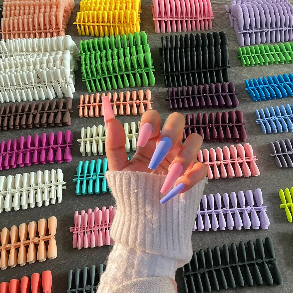 Colorful Matte Super Long Coffin Nails