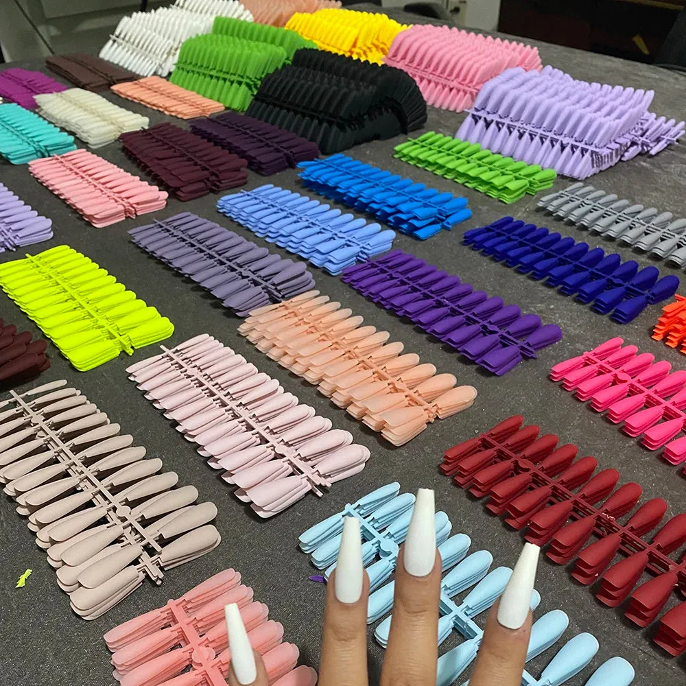 Colorful Matte Super Long Coffin Nails