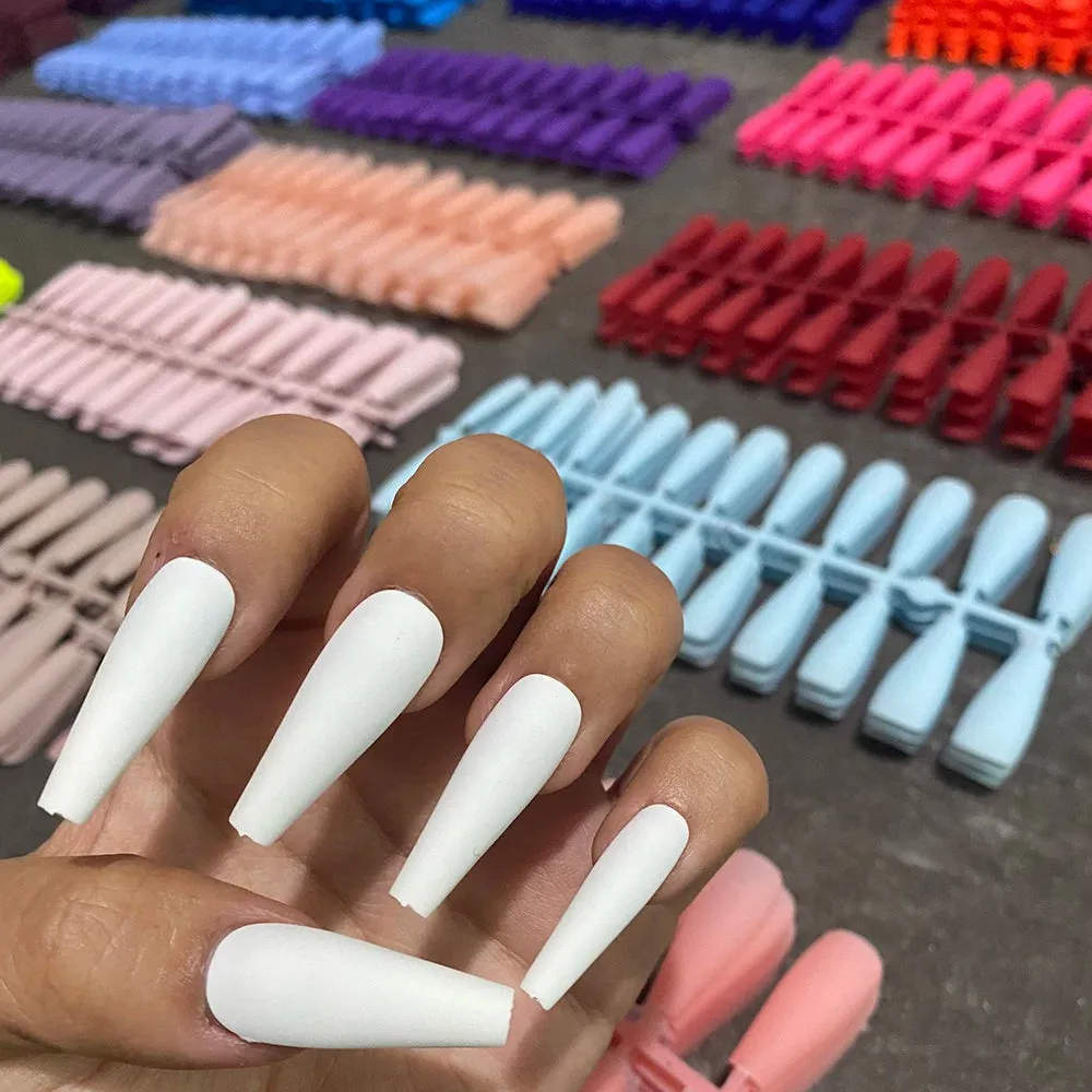 Colorful Matte Super Long Coffin Nails