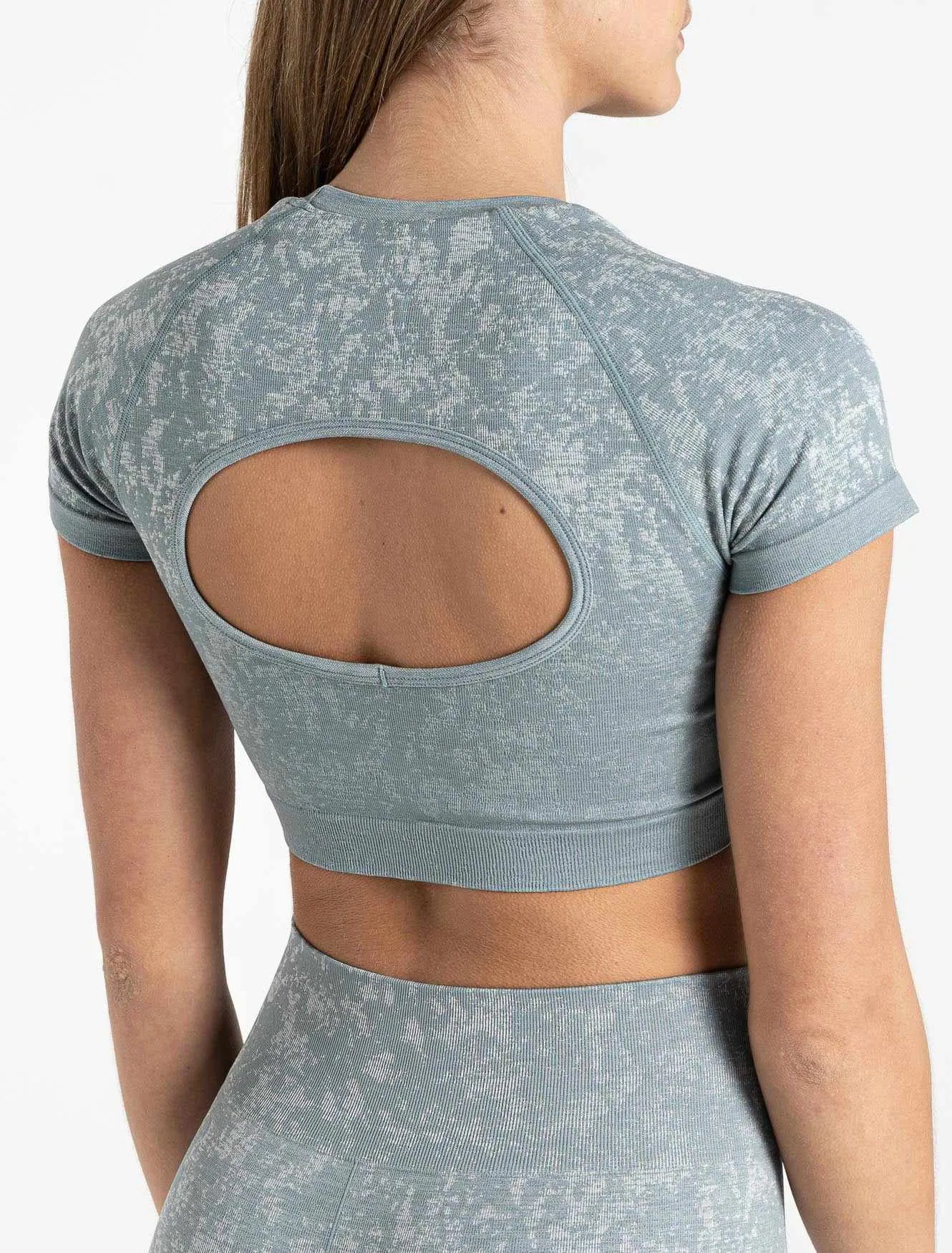 Cosmic Seamless Crop Top - Teal Ombre