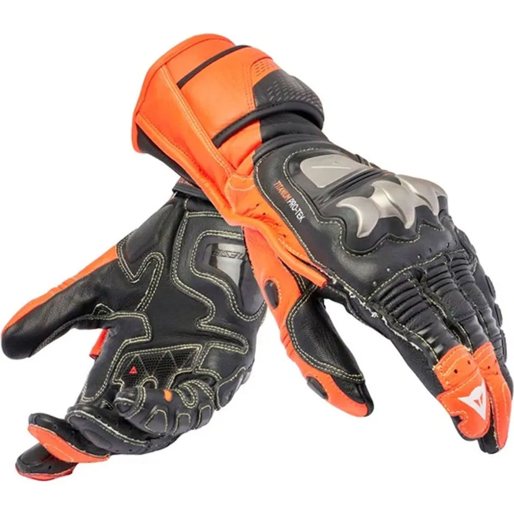 Dainese Full Metal 7 Leather Gloves Black / Fluo Red