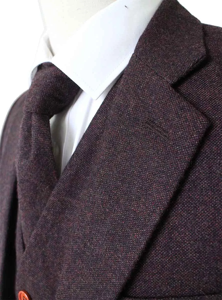 DARK BROWN BARLEYCORN TWEED 2 PIECE SUIT