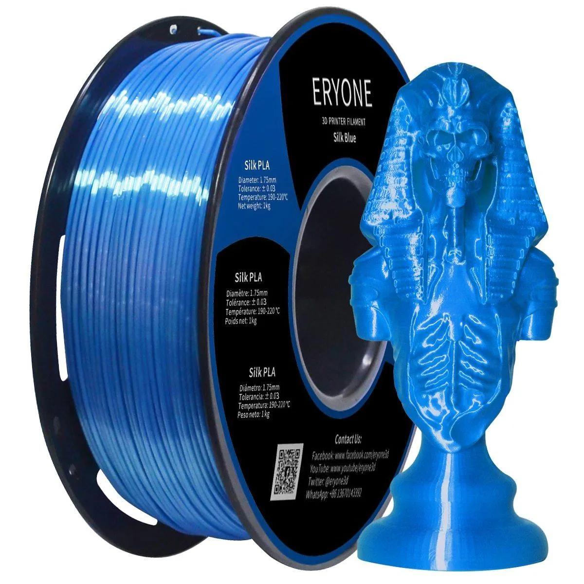 ERYONE Silk PLA Filament 1KG Silk 2.2LBS 1.75mm 3D Printer Filament for FDM Printers Glossy Rich Colours