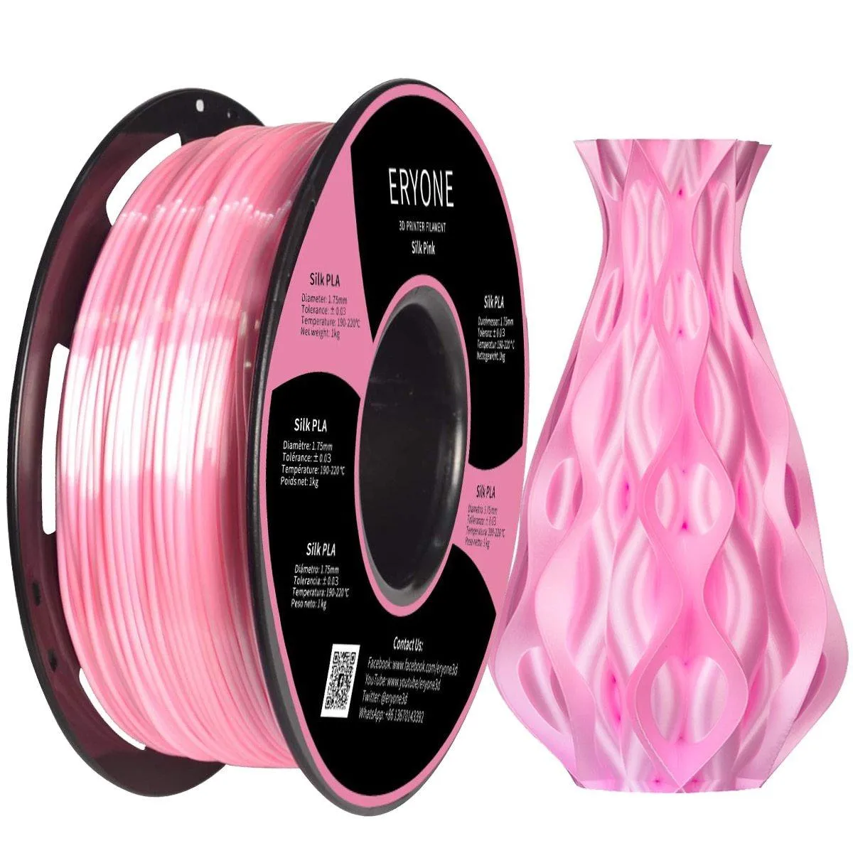 ERYONE Silk PLA Filament 1KG Silk 2.2LBS 1.75mm 3D Printer Filament for FDM Printers Glossy Rich Colours