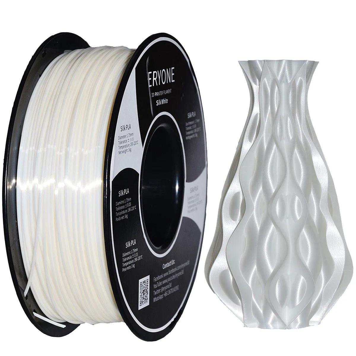 ERYONE Silk PLA Filament 1KG Silk 2.2LBS 1.75mm 3D Printer Filament for FDM Printers Glossy Rich Colours