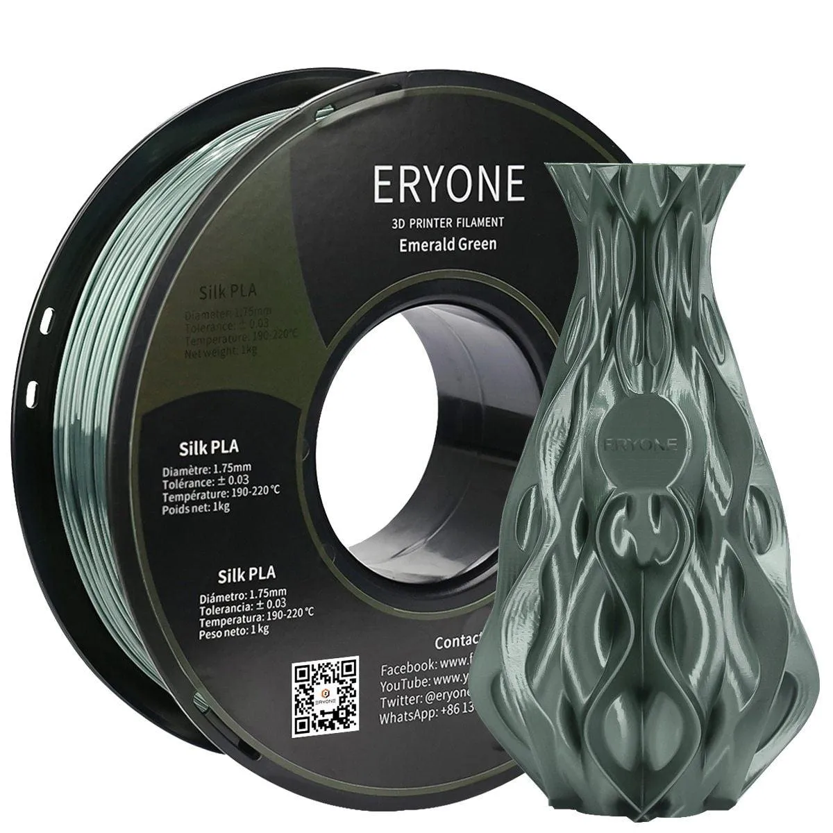 ERYONE Silk PLA Filament 1KG Silk 2.2LBS 1.75mm 3D Printer Filament for FDM Printers Glossy Rich Colours