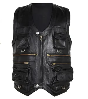 Genuine Leather Pocket Vest