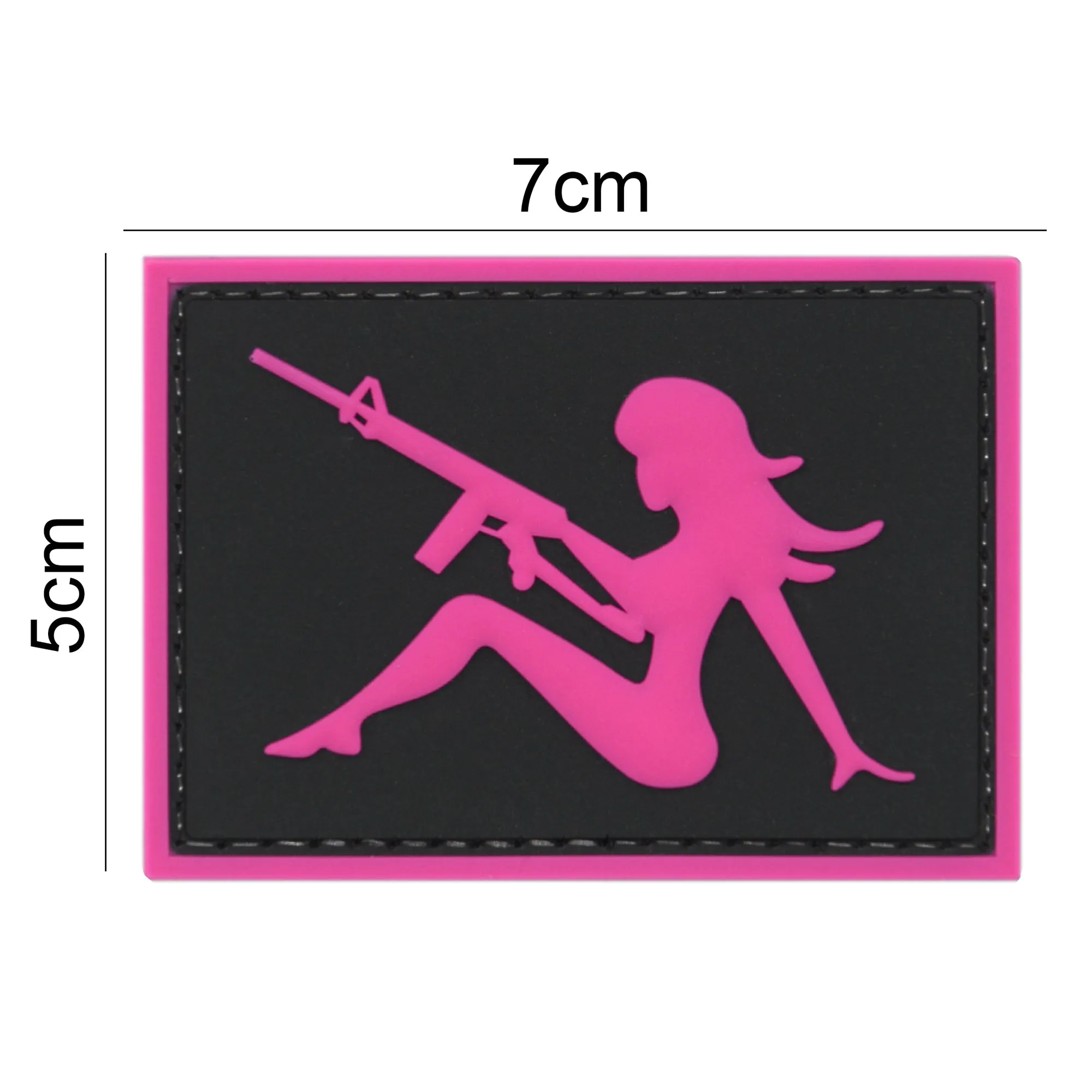 Girl with Rifle Facing Left Patch Black/Pink