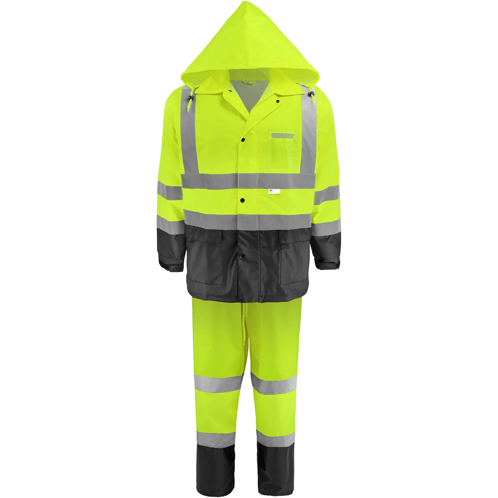 Global Glove & Safety GLO-1590 FrogWear® HV High Visibility Yellow/Green Two Piece Rain Suit, Class 3