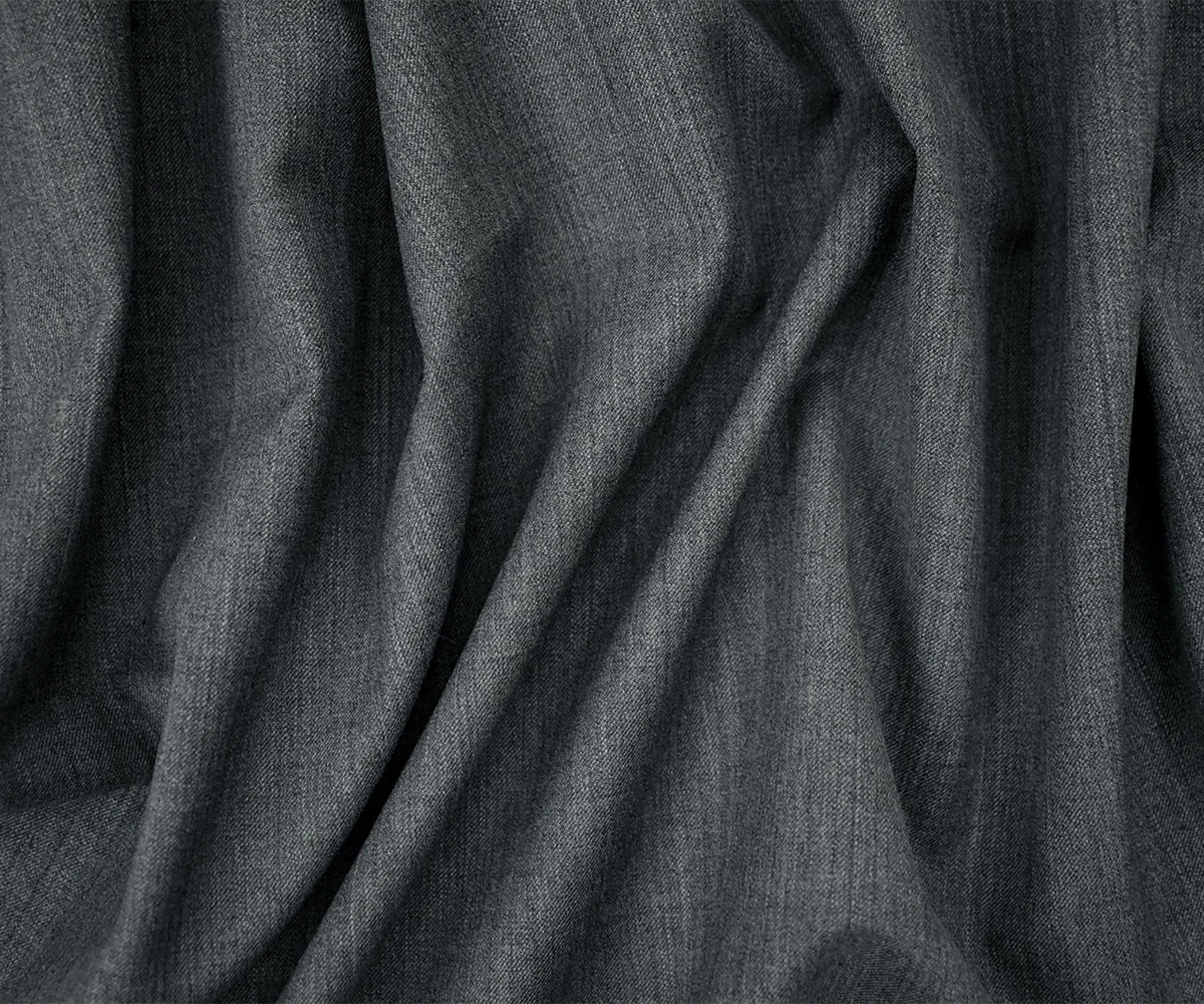 Gray-Deep Gray Poly-Wool Twill Texture Woven Suiting Fabric