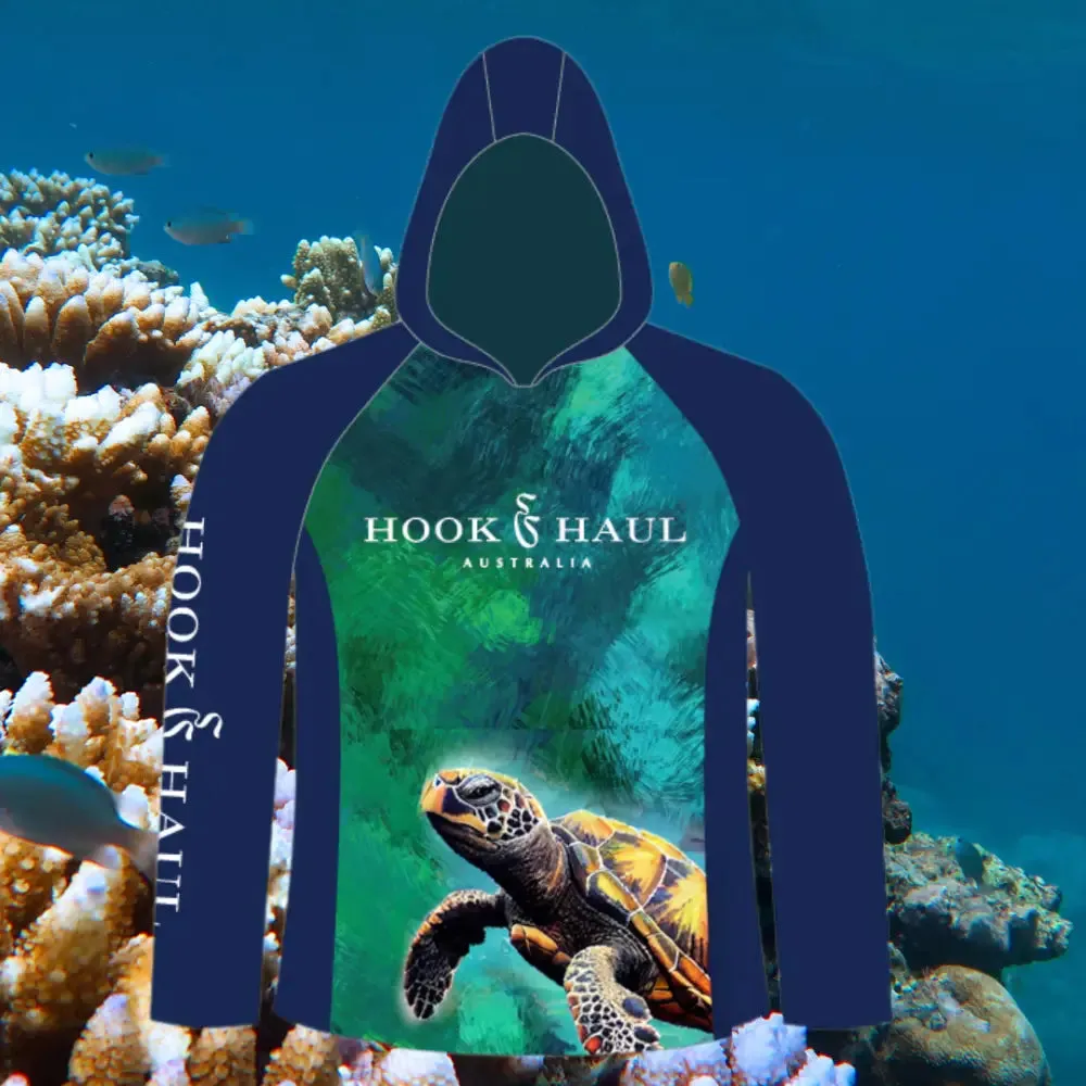 Hook And Haul | Marine Life Range Turtle Hooded Fishing Shirt |  Pre Order