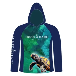 Hook And Haul | Marine Life Range Turtle Hooded Fishing Shirt |  Pre Order