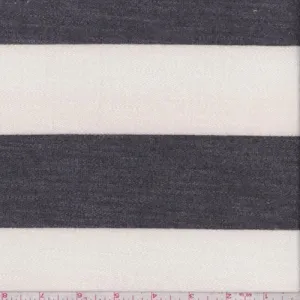 Ivory/Charcoal Stripe French Terry Knit Fabric