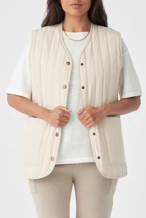 Mae Quilted Cotton Vest - Sand