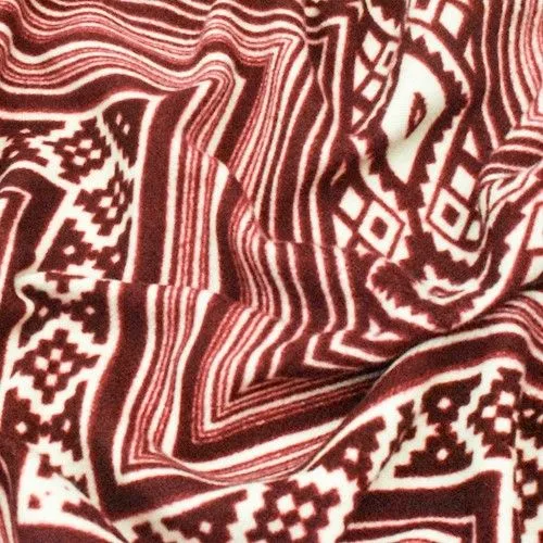 Maroon/Ivory Tribal Printed Brushed Jersey Knit  Fabric