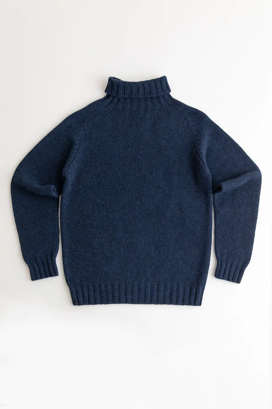 Mens Chunky Geelong Superfine Lambs wool Polo Neck Jumper - Navy