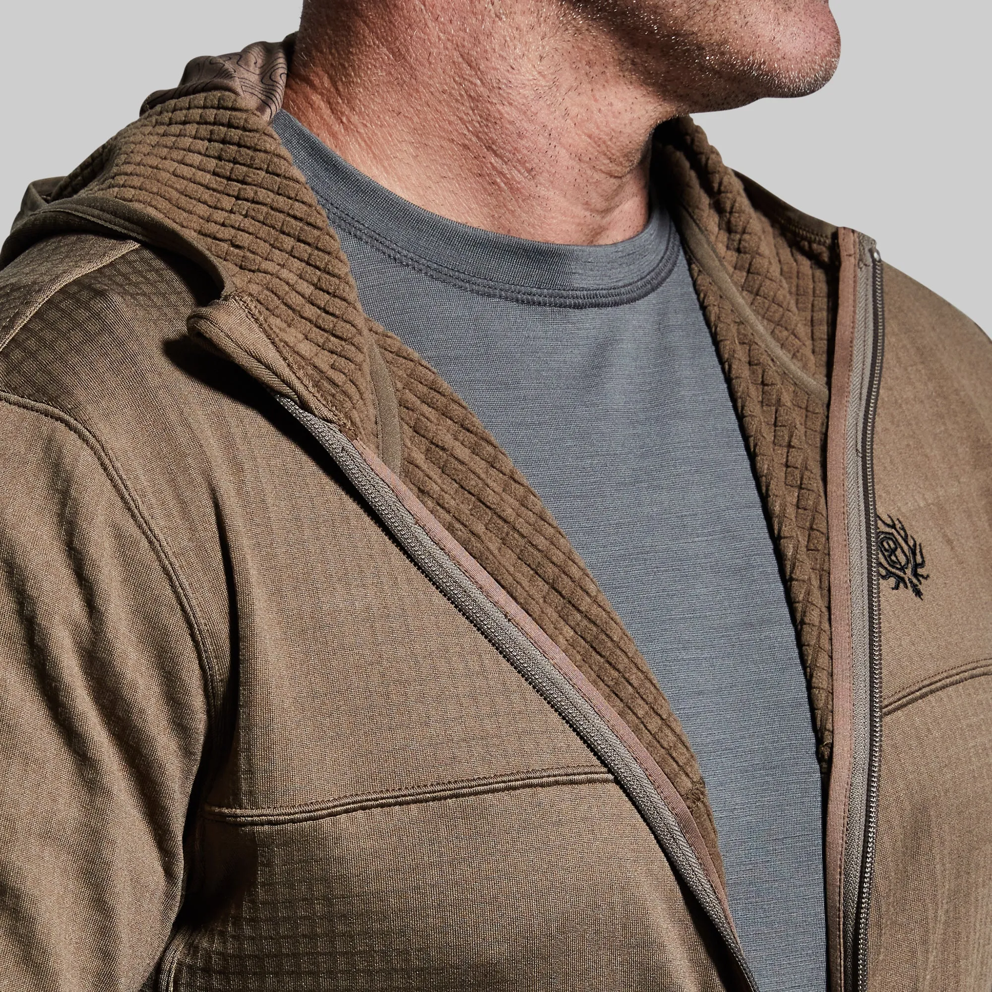 Men's Quiver Full Zip Hoodie (Stone Brown)