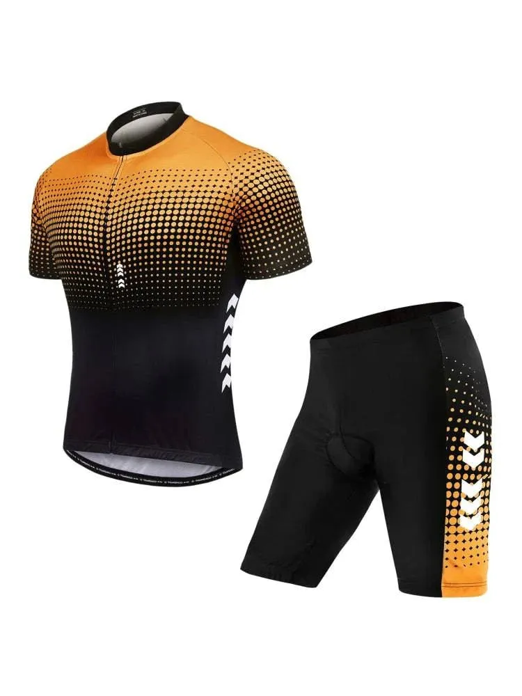 Men's Summer Short Suits Cycling Set Cycling Jersey with 5D Gel Padded Riding Shorts Quick Dry Breathable Cycling Jersey Set