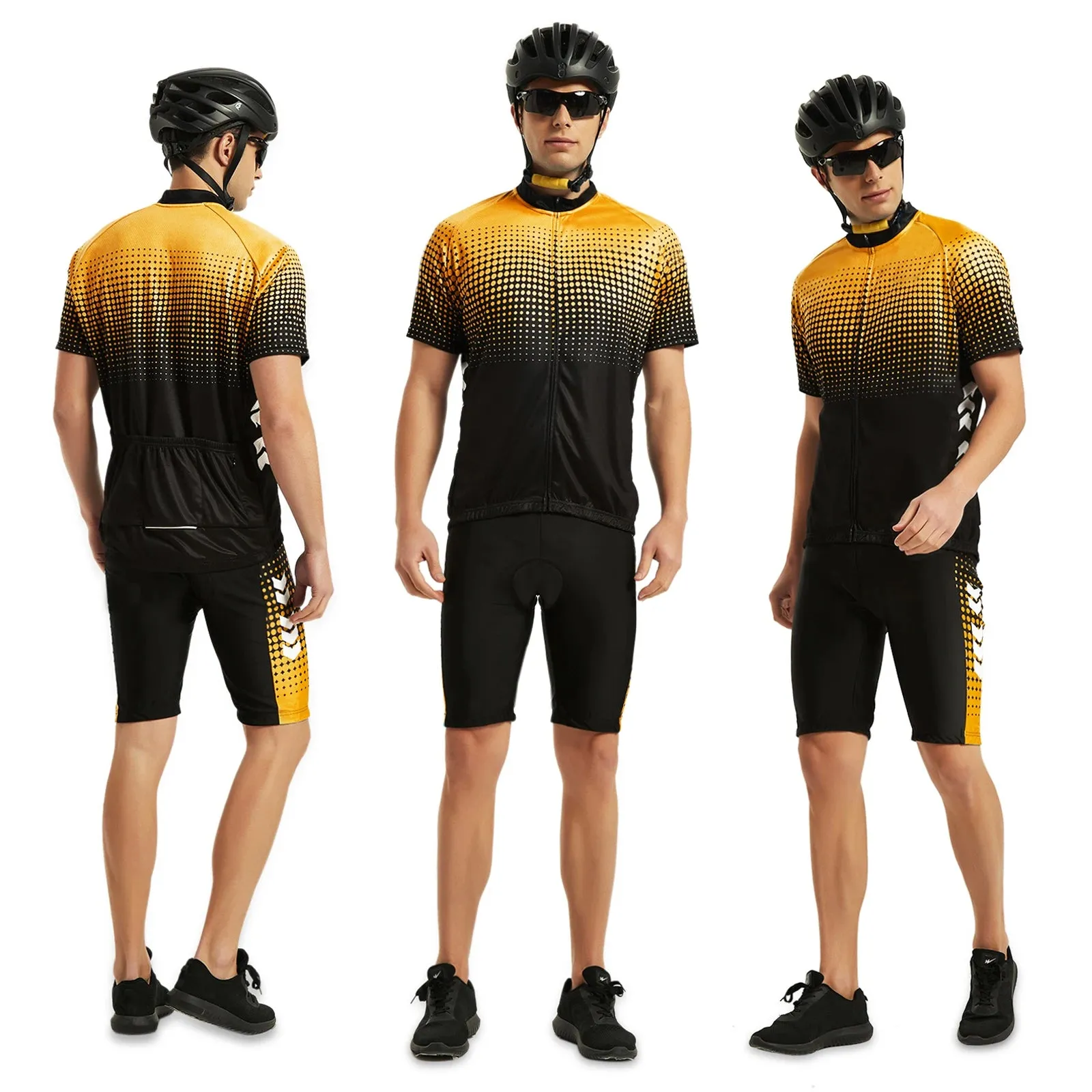 Men's Summer Short Suits Cycling Set Cycling Jersey with 5D Gel Padded Riding Shorts Quick Dry Breathable Cycling Jersey Set