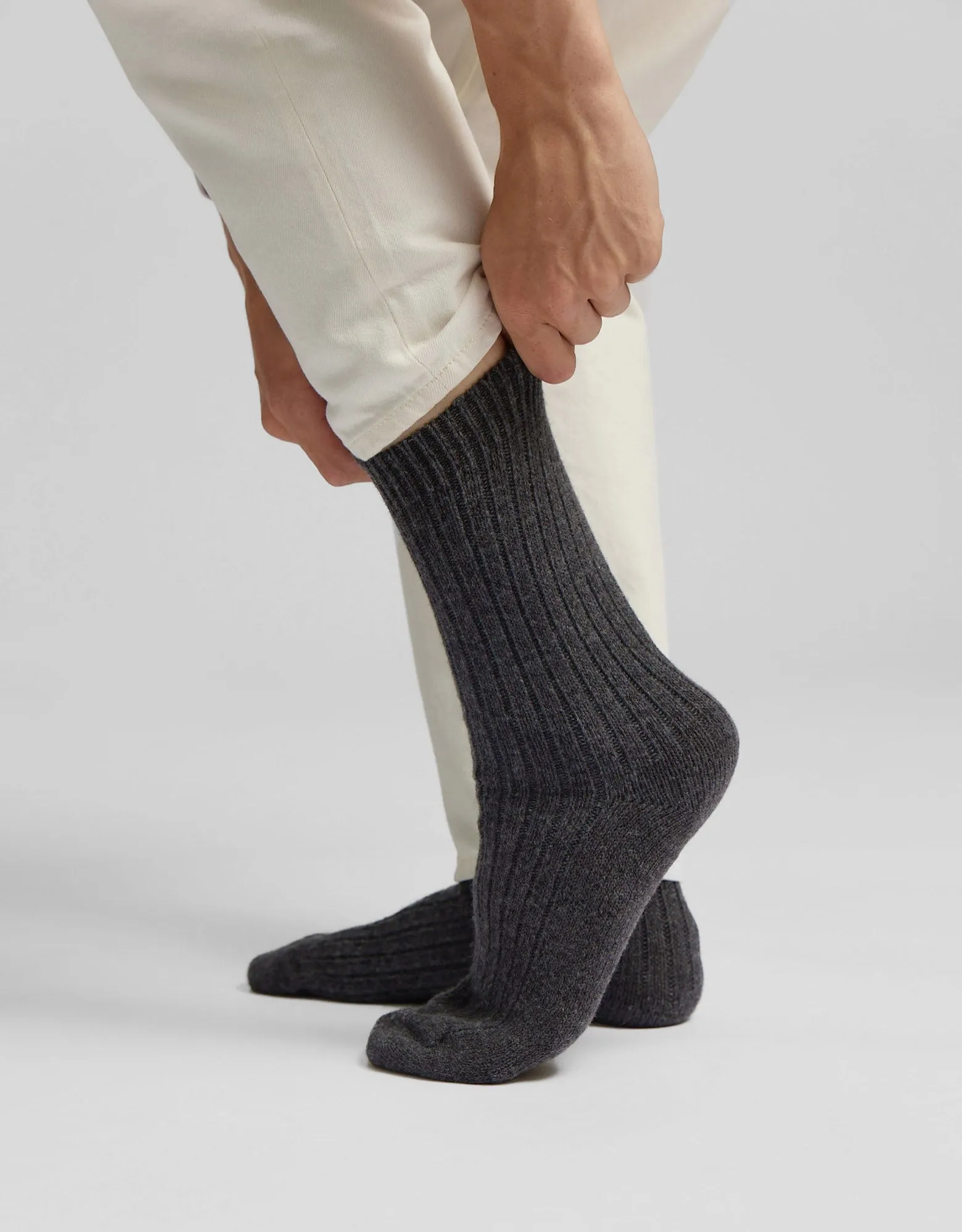 Merino Wool Blend Sock - Coffee Brown