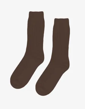 Merino Wool Blend Sock - Coffee Brown