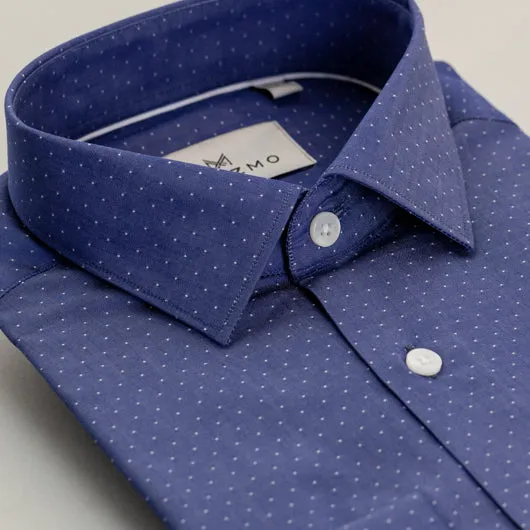 Mid Blue Dotted Cotton Shirt