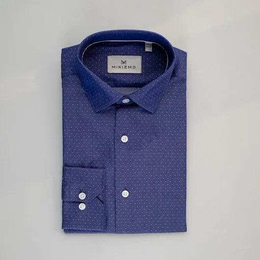 Mid Blue Dotted Cotton Shirt