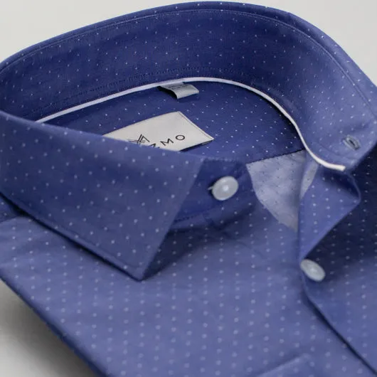 Mid Blue Dotted Cotton Shirt