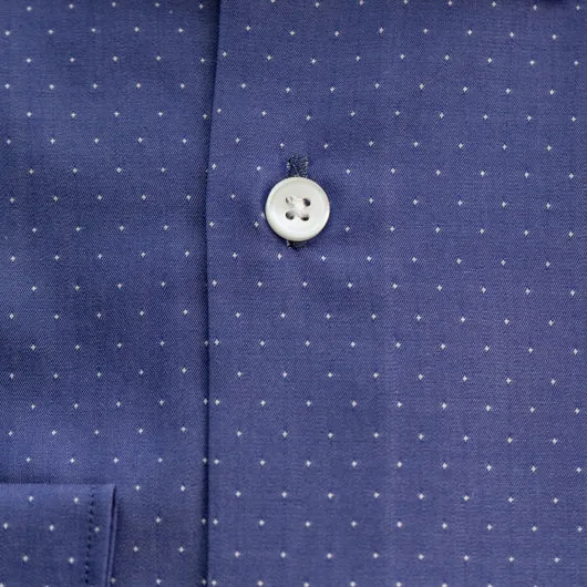 Mid Blue Dotted Cotton Shirt