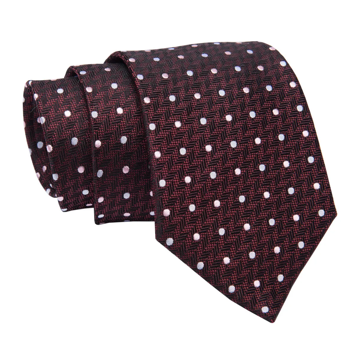 Newport Dots Silk Tie, Burgundy / Silver / Pink