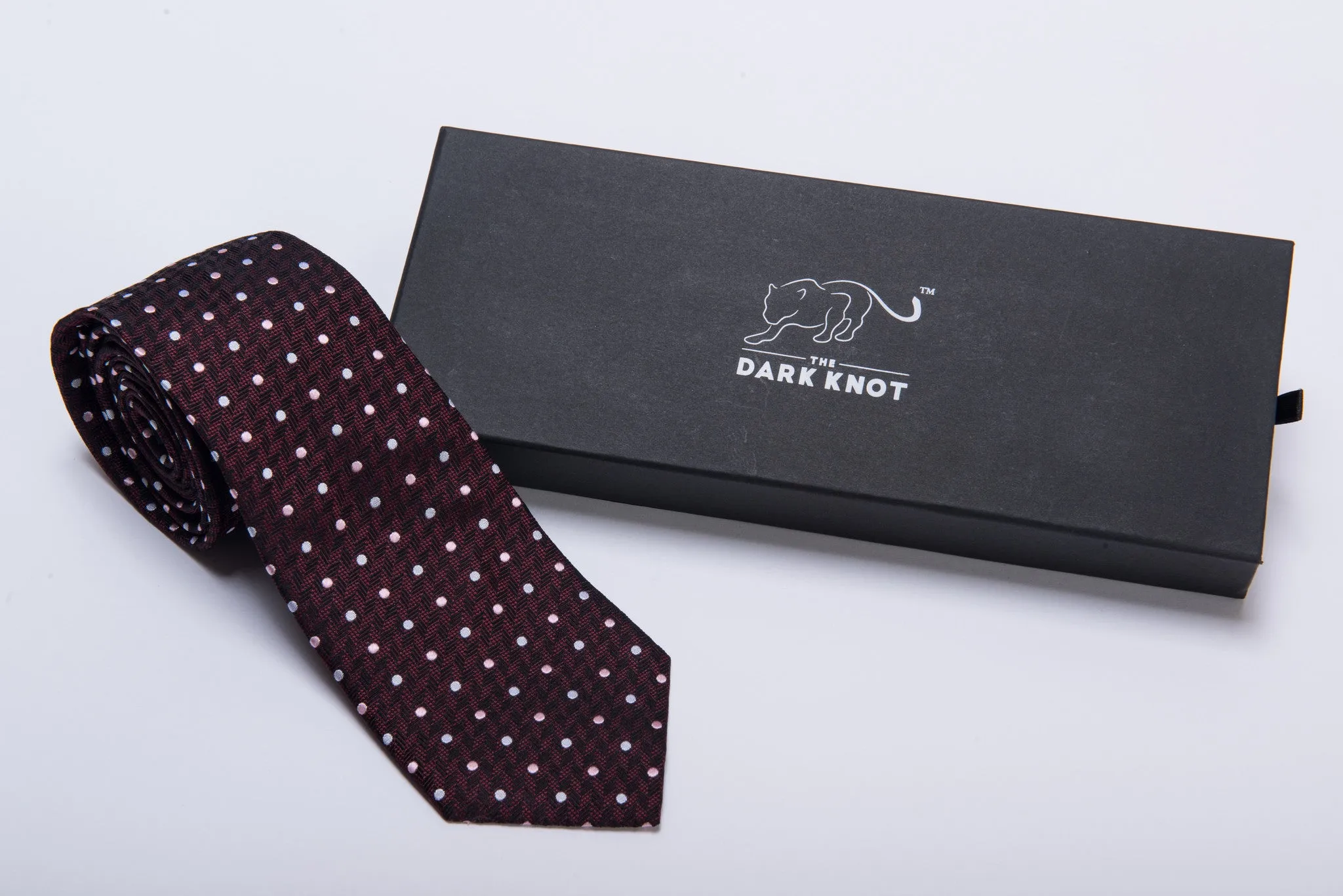 Newport Dots Silk Tie, Burgundy / Silver / Pink