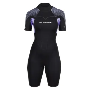 Open Box Henderson 3mm Womens Thermoprene Pro Back Zip Shorty Wetsuit - Black / Lavender - 10