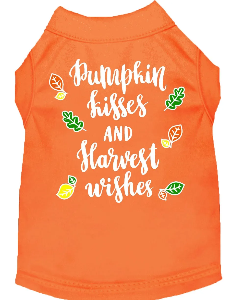 Pet Dog and Cat Shirt Screen Printed, "Pumpkin Kisses & Harvest Wishes"