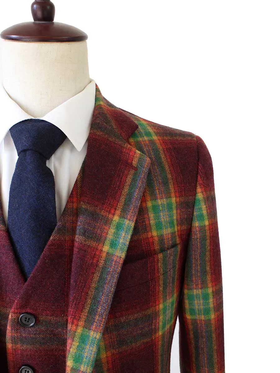 RAINBOW RED PLAID TWEED 2 PIECE SUIT