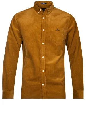 Regular Fit Corduroy Shirt Suede Brown