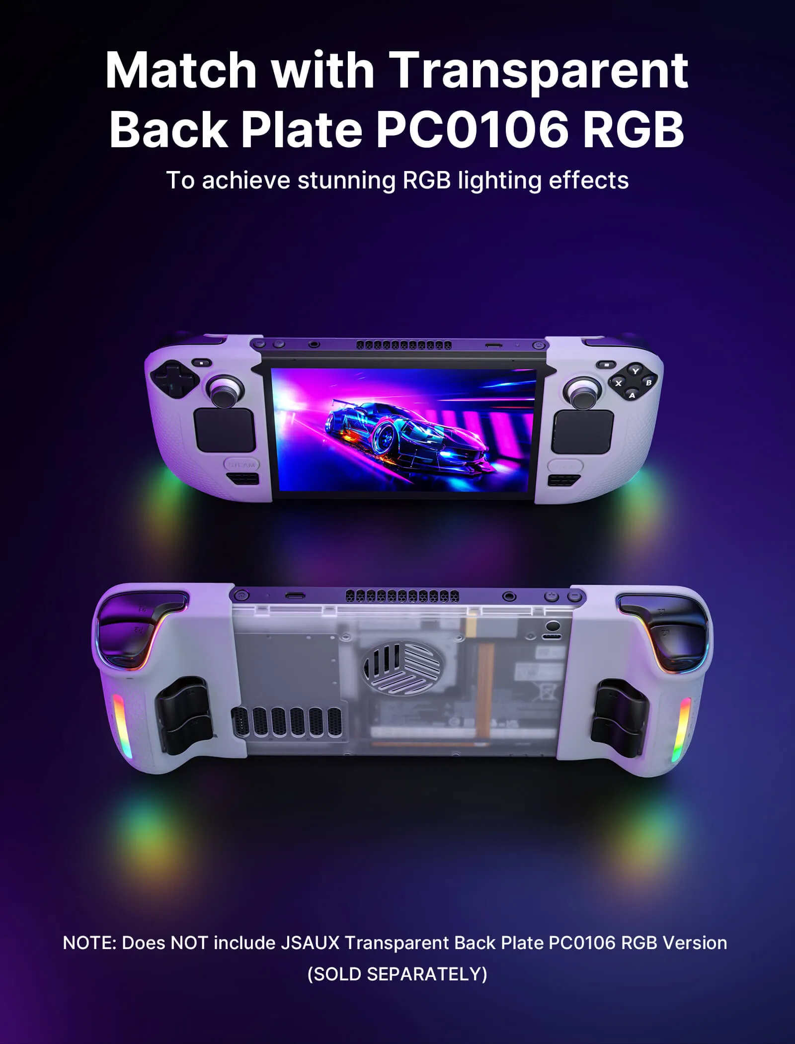 RGB & Vents Transparent Back Plate for Steam Deck LCD & OLED