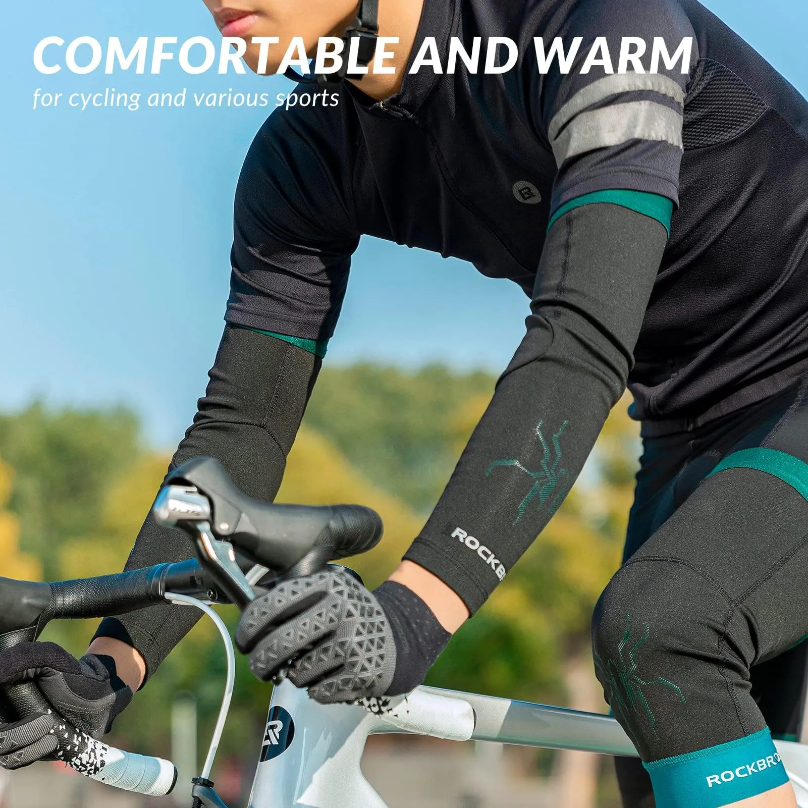 ROCKBROS Arm Sleeves Cycling Arm Warmers with Ultimate Warmth Moisture-Wicking Flexible