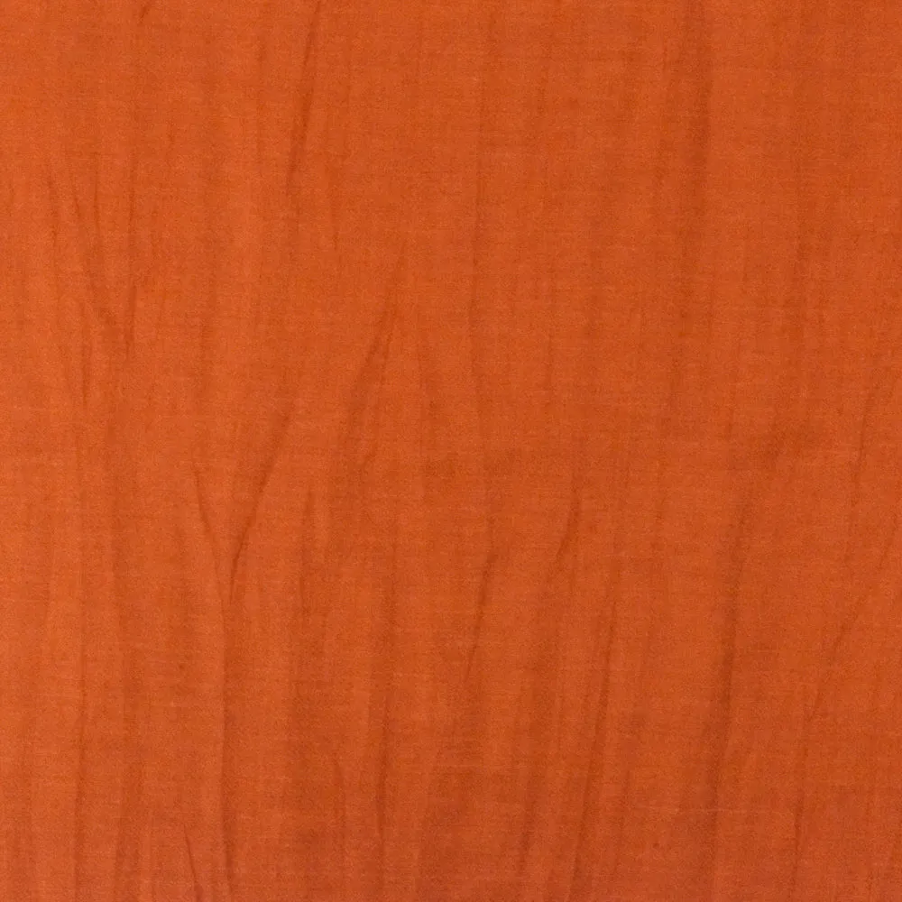 Royal Orange Solid Crinkle Satin-like Linen-Nylon Dobby Woven Fabric