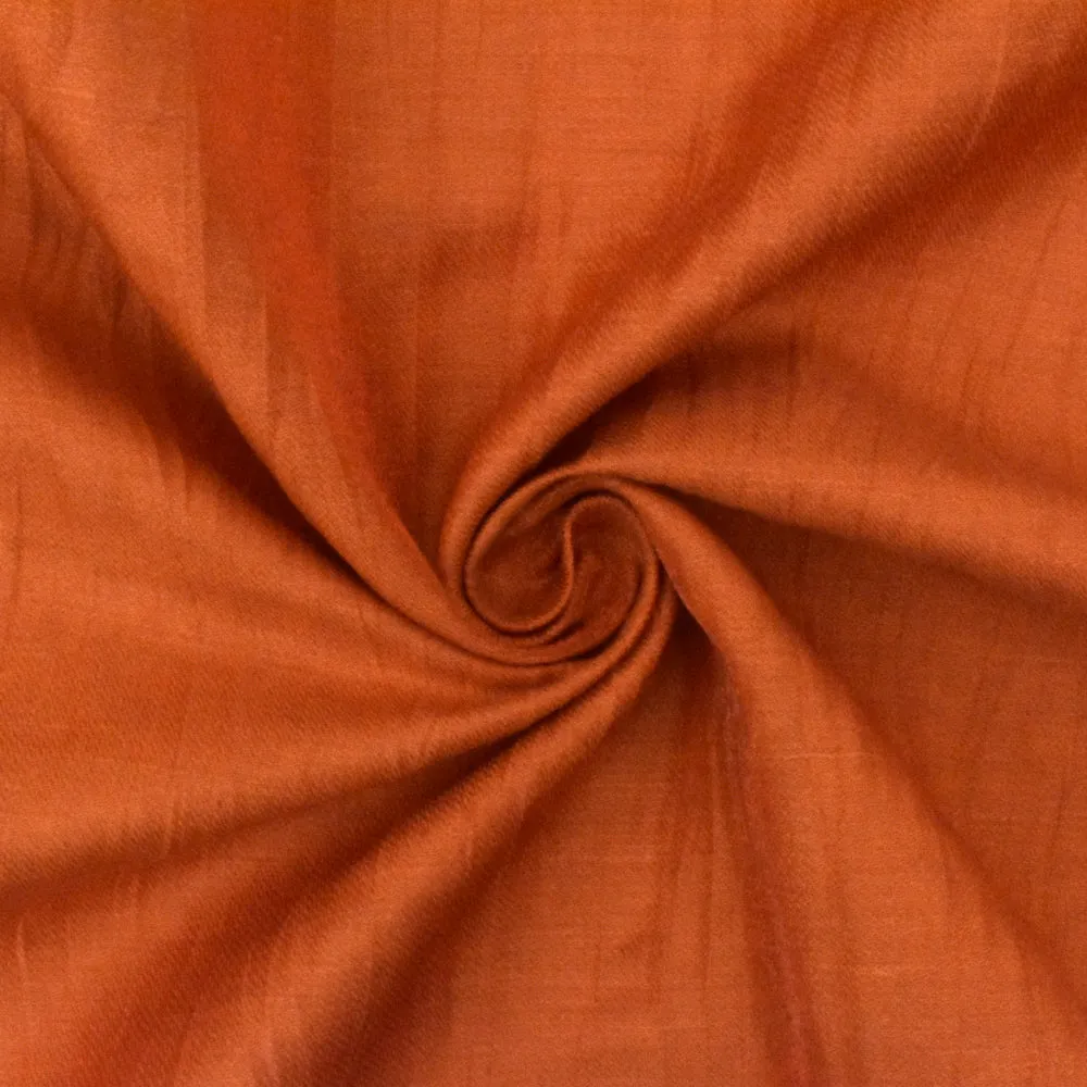 Royal Orange Solid Crinkle Satin-like Linen-Nylon Dobby Woven Fabric